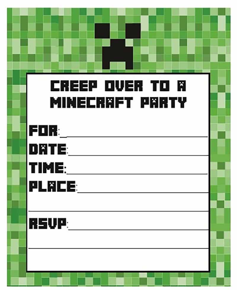 Free Minecraft Invitation Card